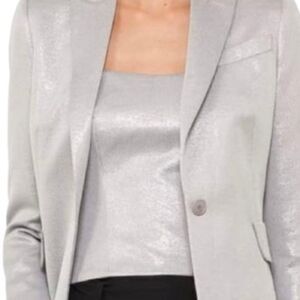AKRIS PUNTO Women's Top Crop Bustier Camisole Metallic Silver Cotton Small NWOT